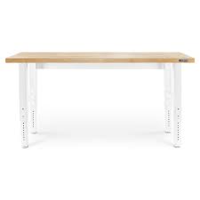 Gladiator 6 Ft Adjustable Height Workbench With Hardwood Top In White Gawb06hwgw The Home Depot In 2020 Adjustable Height Workbench Workbench Build A Closet