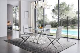 Check spelling or type a new query. Tempered Glass Dining Table 160 Set W 85 White Chairs Modern 5pcs Esf Zz Zz160 85 Set 5