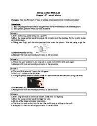 Inertia Games Lab Activity Newton S 1st Law Of Motion Lab Activities 8th Grade Science Projects Middle School Science Resources