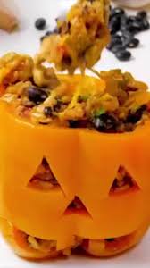 Jack O Lantern Chicken And Rice Stuffed Peppers