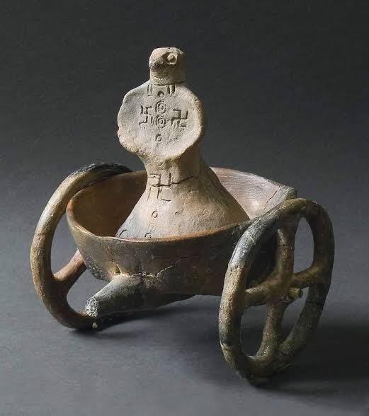 One of the most interesting prehistoric archaeological findings from Serbia  is this 3500-year-old Bronze age composition of votive carts with female  idol figurine. It originates from middle Bronze age, some 1500-1200 years