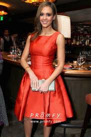 Orange Red Thick Satin Corset Short Cocktail Dress With Images Knee Length Bridesmaid Dresses A Line Cocktail Dress Celebrity Dresses
