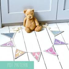 Original cross stitch pattern designs. Alphabet Pastel Bunting Pdf Patterns