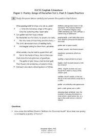 This Is A Full Set Of Exam Style Questions Designed As Mock Exams For The Igcse English Literature Paper 1 Poetry And Prose Exams I Praise Songs Songs Poetry