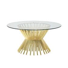 Buy top selling products like kate and laurel celia coffee table in gold and uttermost vitya glass coffee table. 23 Off Berwyn Glass Coffee Table Round In Gold Plated Legs Lovehomestyle