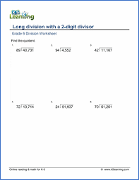 8 goes into 34 four (4) times, which is 32. Grade 6 Division Worksheet Long Division With A 2 Digit Divisor