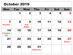 Find a complete list of october holidays below, and happy celebrating! Free Download October Calendar 2019 With Holidays Calendar October Calendar 2019 Calendar