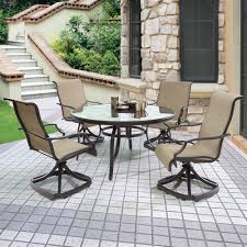 Chantilly 5 Piece Round Glass Top Dining Set Dcg Stores Patio Outdoor Dining Chairs Patio Dining Set