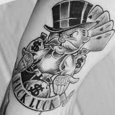 Here are some easy tattoo designs for you. Clean Tattoo Of Our Monopoly Hustle Design Thank You Eyetattoo Allhustle Fuckluck Ogabel Monopol Gangster Tattoos Gangsta Tattoos Money Tattoo