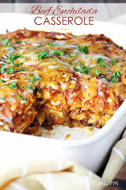 In a large skillet, cook ground beef over medium heat until no longer pink, breaking it into crumbles; Beef Enchilada Casserole Let S Dish Recipes