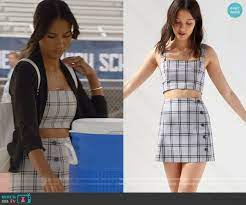 Sometimes i like to wear only a choker and nothing more. Layla Checked Crop Top And Skirt On All American Crop Top Outfits Stylish Work Outfits Celebrity Outfits