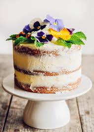 3250f the liquid y batter settles into a thick fudgy bottom layer and a custard center. Triple Lemon Naked Layer Cake With Edible Flowers Buttered Side Up