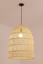 Rattan lighting with gold mirror. Wicker Pendant Lamp Mooielight