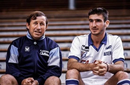 Auxerre coach Guy Roux and Eric Cantona in 1982
