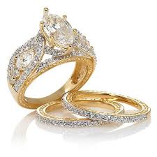 Marquise Cubic Zirconia 3 Piece 14k Yellow Gold Plated Over Sterling Silver Ring Shop For Jew Mens Silver Rings Mens Silver Jewelry Sterling Silver Rings Set