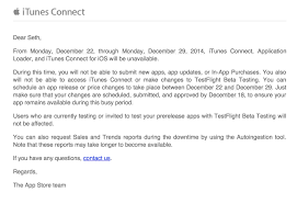 Itunes Connect Shutting Down For Holidays Between December 22 29 Itunes Connection Ios News