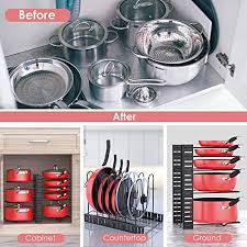 Kitchen cabinet organizers for pots and pans. Pan Organizer Rack For Cabinet Pot Rack With 3 Diy Methods Adjustable Pots And Pans Organizer Under Cabinet With 8 Tiers Large Small Pot Organizer Rack For Cabinet Kitchen Cookware Organizer Pricepulse