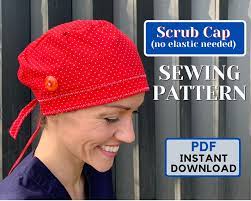 Scrub Cap Sewing Pattern No Elastic Pdf Surgical Cap Pattern Etsy Cap Patterns Hat Patterns To Sew Scrub Hat Patterns