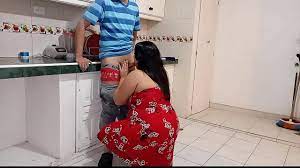 I help my stepmother in the kitchen to clean, then I end up seeing her big  ass that she has, she lets me suck her big pussy - XNXX.COM