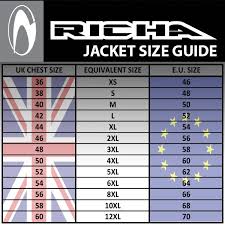 richa jacket size guide lancaster motorcycles