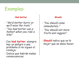 Had better is most commonly used to make recommendations. Had Better And Should Ppt Descargar