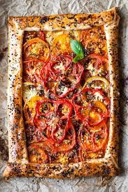 Roasted Tomato Tart With Onion Puff Pastry Salted Mint Recipe Recipes Tomato Tart Tomato Recipes