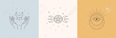 Download Mystic Boho Logo Design Elements With Moon Hands Star Eye Royalty Free Cliparts Vectors And Stock Illustration Image 143659948