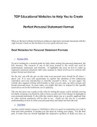 Personal Statement Format With The Top Educational Sites At Your Serv