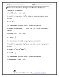 Fillable Online Pythagorean Identities Independent Practice Worksheet Fax Email Print Pdffiller