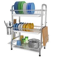 Our styles include wooden chopping blocks, corian john boos knows a little bit about making high quality butcher block countertops, cutting boards, and kitchen islands/carts. Dish Drying Rack Veckle 3 Tier Dish Rack Stainless Steel Dish Drainer Utensil Holder Cutting Board Holder With Removable Drain Board For Kitchen Countertop Silver Buy Online In Antigua And Barbuda At