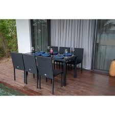 Check spelling or type a new query. Ibizaset Ensemble Repas De Jardin 6 Personnes Table 180x90cm Avec Plateau Verre Trempe Et 6 Chaises En Resine Tressee Noir Cdiscount Jardin