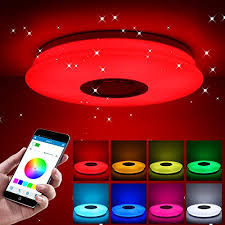Unser shop bietet schlafzimmerleuchten jeglicher größe, form, stilrichtung und lichtfarbe. Shangsky Deckenlampen Led Dimmbar Rgb Bluetooth Lautsprecher Musik Schlafzimmer Lampen Mit App Fernbedienung Fur Kinderzimmer Kinder Geschenk 36cm 60 W 185 265 V Homesuits