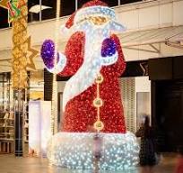 Big Santa Claus LED Outdoor Christmas Light Sculptures LED 3D Deer Motif Light for Shopping Mall Decoration
