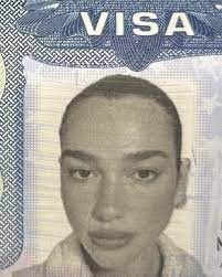 Dua Lipa with the updated Visa photo ✨✈️