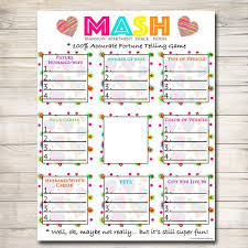 Birthday Party Games For Girls Printable Mash Game Girls Party Game Spa Party Beauty Party Etsy In 2020 Girls Party Games Tween Party Games Sleepover Party Games