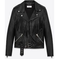 Saint Laurent Fringed Motorcycle Jacket Leather Jacket Fringe Leather Jacket Real Leather Jacket