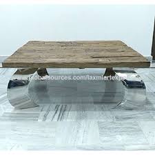 Incredible statement piece, stunnig to look at, a real talking point. Indian Railway Antique Sleeper Wooden Coffee Table Reclaimed Wooden Center Table Curved Metal Legs Global Sources