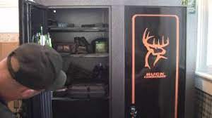 Sk new interiors buffalo 1520 two doors gun rifle shotgun metal security cabinet safe storage case rack with separate lock box for handguns ammo. Product Review Stack On Double Door Gun And Bow Cabinet Youtube