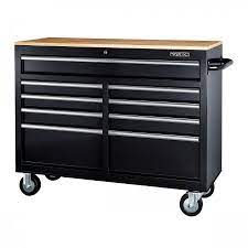 46 In 9 Drawer Mobile Storage Cabinet With Solid Wood Top Black In 2021 Mobile Storage Power Tool Storage Storage Cabinet