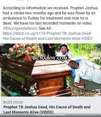 Tb joshua's cause of death is not revealed yet. Sixy6fbg Brplm