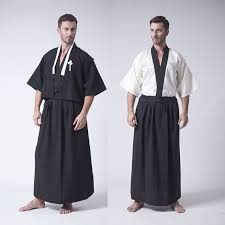 Black And White Kimono For Men Japanese Suit Men Kimono Robe Yukata Samurai Clothing Karate Costume Black White Samurai Clothing Japanese Suit Japanese Outfits