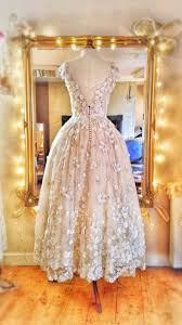 Tamara Flower Embellished Tulle And Ivory Silk Tea Length Wedding Dress By Joanne Fleming Design Tea Length Wedding Dress Ivory Wedding Dress Wedding Dresses