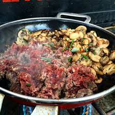 Savory Garlic Mushroom Ground Elk Over Rice Wild Game Cuisine Nevadafoodies Deer Meat Recipes Venison Recipes Deer Recipes
