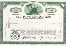 The certificates are from 1959 and bear the name general telephone. Old Town Corporation Stock Certificate