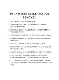 Prosedur keselamatan di tempat kerja. Peraturan Keselamatan Bengkel