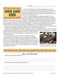 If you are looking for additional main idea and supporting details activities, you may wish to take a look at this product on teachers pay teachers. Sixth Grade Reading Comprehension Worksheet Hide And Seek