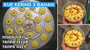 Padahal kue semprit mawar jadul yang enak selayaknya memiliki aroma dan cita rasa yang mampu memancing selera kita. Kue Kering 3 Bahan Modal Irit Takaran Sendok No Oven Mixer Youtube