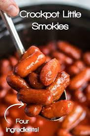 Try This Easy Crockpot Little Smokies Recipe With The Best Little Smokies Sauce Ever Only 4 Ingr Little Smokies Recipes Smokies Recipe Crockpot Little Smokies