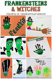 In the novel frankenstein by mary shelly, frankenstein is the surname of the main character, victor frankenstein. Hand And Foot Shaped Halloween Witches And Frankenstein Crafts