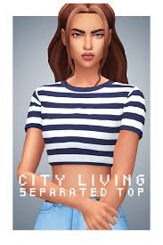 C I T Y L I V I N G T O P S E P A R A T E D Basegame Compatible In Citrontart S Neutral Palette 3 Striped Variant Sims 4 Clothing Sims 4 Dresses Sims 4